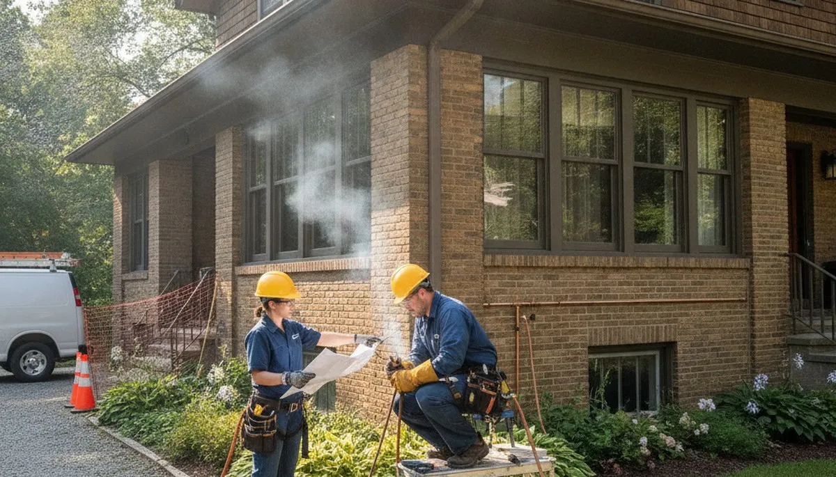 Plumber repairing a pipe in Madison, WI for plumbing repair service