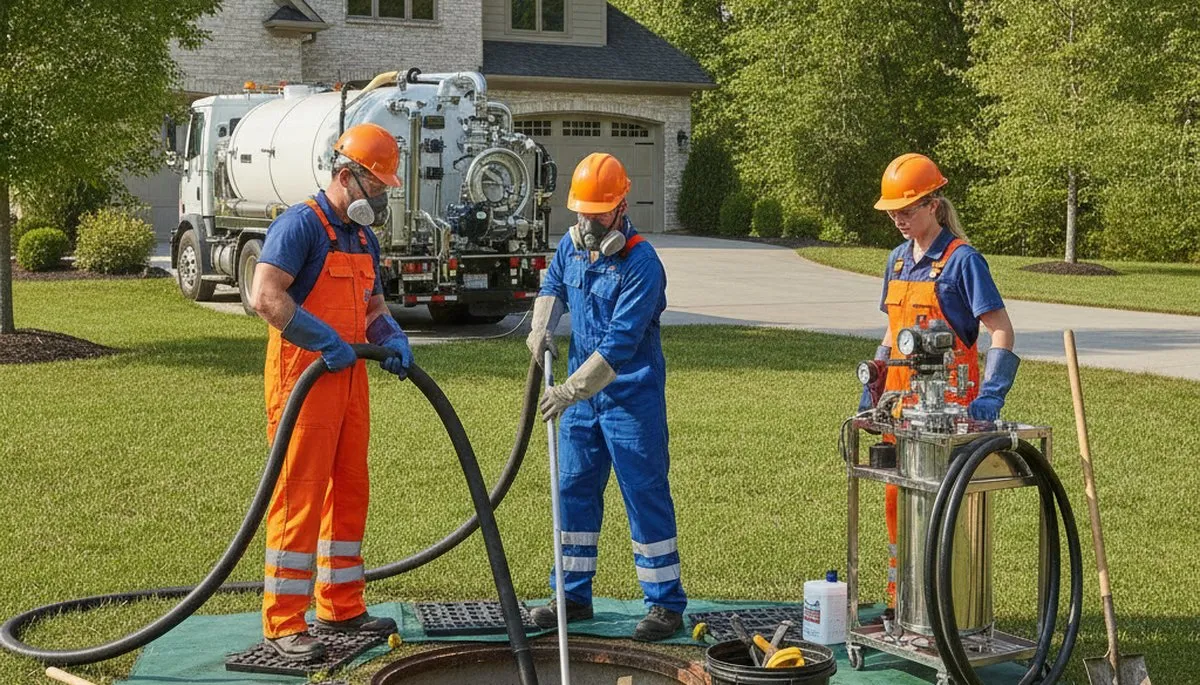 Madison, WI plumber cleaning septic tank for residential plumbing maintenance