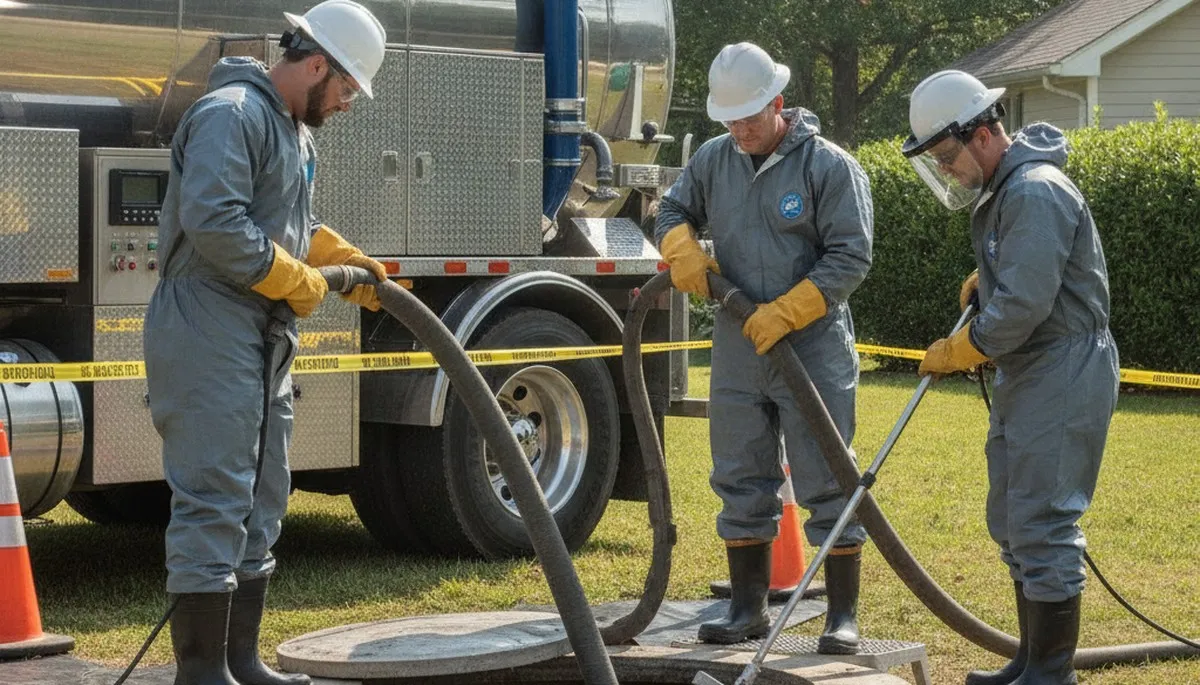 Madison, WI plumber cleaning septic tank for residential plumbing service